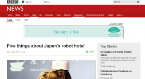 Five things about Japan's robot hotel:BBC