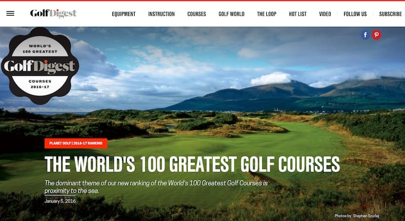 Golf Digest「THE WORLD'S 100 GREATEST GOLF COURSES（世界のゴルフコースベスト100）」