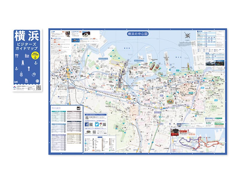 公益財団法人　横浜観光コンベンションビューローが発行するガイドマップで多言語対応されていて無料（英語、中国語簡体字、繁体字、韓国語、タイ語）