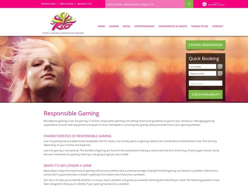 リオカジノリゾート公式ホームページ　「ギャンブル依存症の方へ」